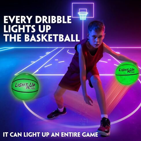 Christmas Green LED Basketball Powered by Rechargeable Batteries Built-in with USB-C Charging Size 7 Glow in The Dark Basket Ball Great Toy for Kids Teen Boy and Girl Limited Edition in Saudi Arabia