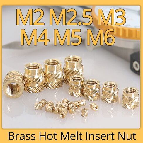 Qinlu-Washers 100Pcs Insert Knurled Nuts Brass Hot Melt Inset Nuts Heating Molding Copper Thread Inserts Nut M2 M2.5, for Factories Repair(M2x5x3.2 (100pcs)) in Saudi Arabia