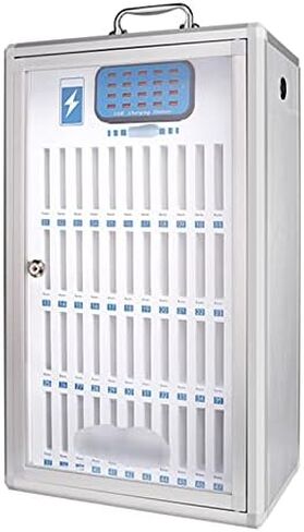 Cell Phone Charging Stations Phone Storage Cabinet Mobile Phone Charging 48 Slots Multi Compartment Cabinet Cell Organizer Transparent Locking Mobile Phone Storage Box (Silver48) in Saudi Arabia