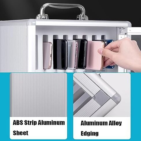 Cell Phone Charging Stations Phone Storage Cabinet 24 Cell Phone Lock Box Aluminum Alloy Cell Phone Box Metal Mobile Phone Storage Lockery Classroom Training Institution (26.5x19x38.5cm) in Saudi Arabia