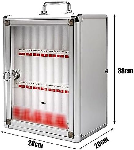 Cell Phone Charging Stations Phone Storage Cabinet Mobile Phone Storage Cabinet 24 Slots Aluminum Alloy Mobile Phone Safe with Lock Company Meeting Mobile Phone Storage Box (28x20x38) in Saudi Arabia