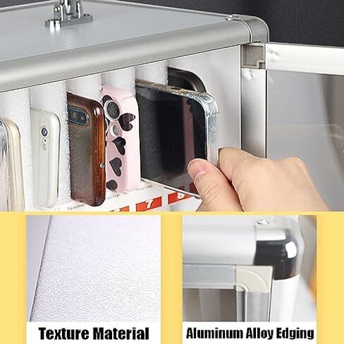 Cell Phone Charging Stations Phone Storage Cabinet Mobile Phone Storage Cabinet 24 Slots Aluminum Alloy Mobile Phone Safe with Lock Company Meeting Mobile Phone Storage Box (28x20x38) in Saudi Arabia