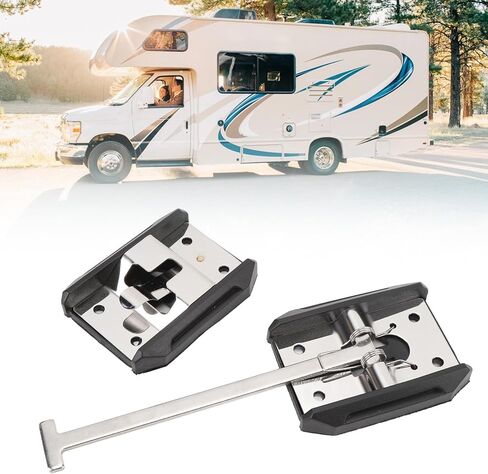 LiebeWH RV Trailer Door Holder Stainless Steel T Style Entry Door Latch Catch, Heavy Duty Exterior Hook Keeper for Campervan Motorhome Trailer Replacement Upgrade (6inch) in Saudi Arabia