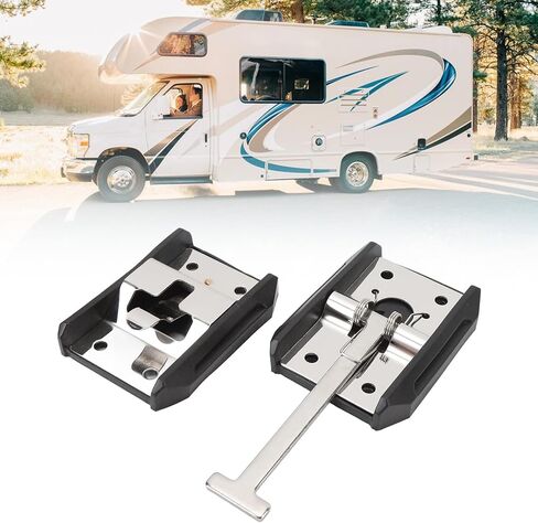 LiebeWH RV Trailer Door Holder Stainless Steel T Style Entry Door Latch Catch, Heavy Duty Exterior Hook Keeper for Campervan Motorhome Trailer Replacement Upgrade (4inch) in Saudi Arabia