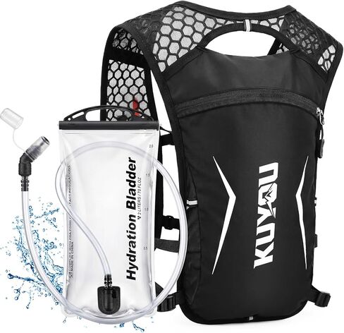 KUYOU Running Vest for Women Men, Lightweight Hydration Backpack with 2L Water Bladder, Adjustable Chest Straps Water Backpack for Trail Running Hiking Cycling Marathon in Kuwait