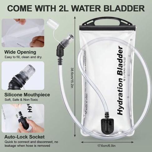 KUYOU Running Vest for Women Men, Lightweight Hydration Backpack with 2L Water Bladder, Adjustable Chest Straps Water Backpack for Trail Running Hiking Cycling Marathon in Kuwait