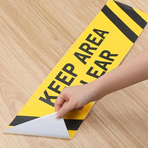 5 pack Keep Area Clear Anti Slip Adhesive Floor Sign 6 x 24 Keep Area Clear Non Slip Floor Marker Vinyl Decal Protect Your Business Work Place Customers Black on Yellow in Kuwait