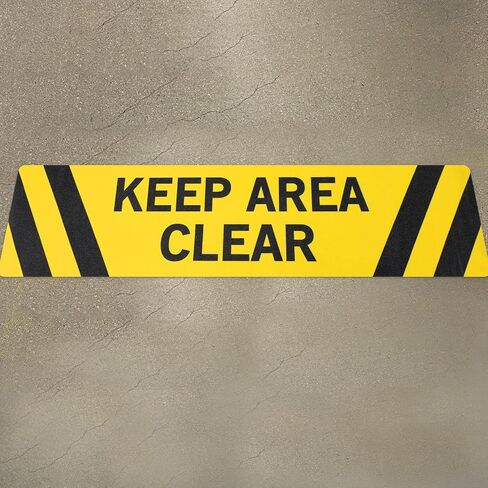 5 pack Keep Area Clear Anti Slip Adhesive Floor Sign 6 x 24 Keep Area Clear Non Slip Floor Marker Vinyl Decal Protect Your Business Work Place Customers Black on Yellow in Kuwait