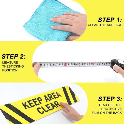 5 pack Keep Area Clear Anti Slip Adhesive Floor Sign 6 x 24 Keep Area Clear Non Slip Floor Marker Vinyl Decal Protect Your Business Work Place Customers Black on Yellow in Kuwait