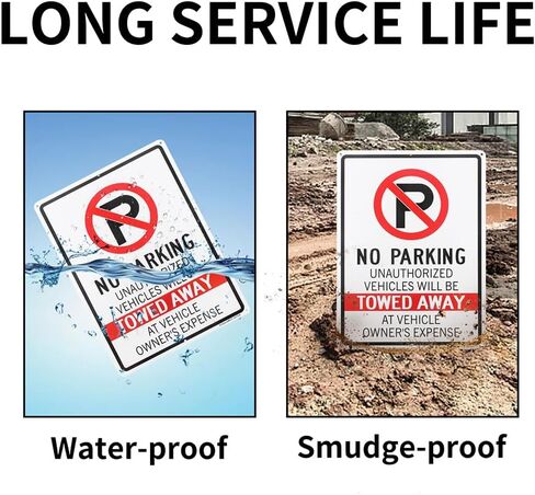 2 Pack No Parking Unauthorized Vehicles Towed Away At Vehicle Owner's Expense Sign, 14"x 10" .040 Rust Free Aluminum – Reflective, UV Protected and Weatherproof in Saudi Arabia