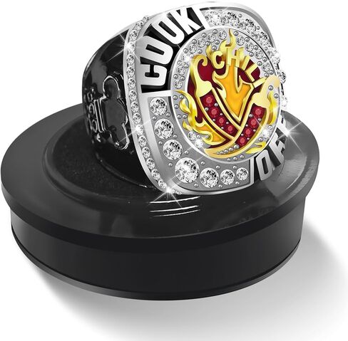 Chili Cook Off Championship Ring, Chili Cook Off Trophy Prize Award Medal, Chili Ring with Neck Chain and Acrylic Display Stand, Chili Cook Off Decorations Party Supplies Gifts in Kuwait