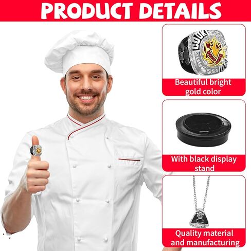 Chili Cook Off Championship Ring, Chili Cook Off Trophy Prize Award Medal, Chili Ring with Neck Chain and Acrylic Display Stand, Chili Cook Off Decorations Party Supplies Gifts in Kuwait
