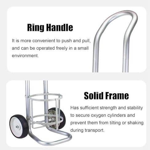 Oxygen Tank Holder Cart with 2 Wheels, Adjustable Height Aluminum Alloy Oxygen Cylinder Rack for Home & Laboratory, Rolling Dolly for Easy Transport (5.75") in Saudi Arabia