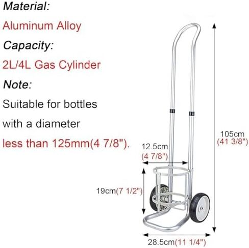 Oxygen Tank Holder Cart with 2 Wheels, Adjustable Height Aluminum Alloy Oxygen Cylinder Rack for Home & Laboratory, Rolling Dolly for Easy Transport (5.75") in Saudi Arabia