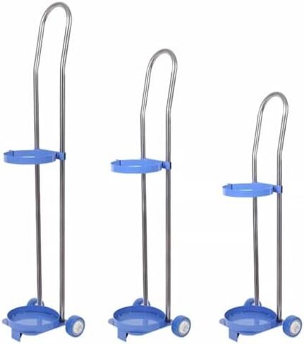 Stainless Steel Gas Cylinder Cart for Clinics, Labs & Factories - Rolling Cylinder Rack with 2 Casters, Durable Tank Holder (37.4 inch) for Safe Storage in Saudi Arabia