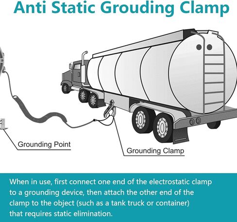 مشبك كابل أرضي، مشبك كابل أرضي مضاد للكهرباء الساكنة مع 3 مسامير فولاذية من سبائك الصلب، سلك بطول 16.4 قدم لمحطات الوقود وخزانات مستودعات النفط والمصانع الكيميائية in Kuwait