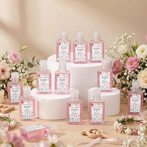 24 قطعة من مطهر اليد Wildflower Baby in Bloom، هدايا تقدير استحمام الطفل على شكل زهرة، شكرًا لقدومك بحجم 1 أونصة سائلة معقم لليدين للنساء الضيوف، هدايا الحفلات in Kuwait
