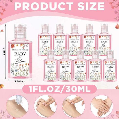 24 قطعة من مطهر اليد Wildflower Baby in Bloom، هدايا تقدير استحمام الطفل على شكل زهرة، شكرًا لقدومك بحجم 1 أونصة سائلة معقم لليدين للنساء الضيوف، هدايا الحفلات in Kuwait