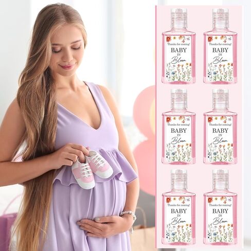 24 قطعة من مطهر اليد Wildflower Baby in Bloom، هدايا تقدير استحمام الطفل على شكل زهرة، شكرًا لقدومك بحجم 1 أونصة سائلة معقم لليدين للنساء الضيوف، هدايا الحفلات in Kuwait