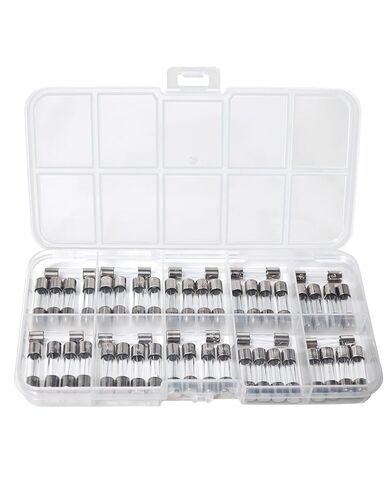 Riseuvo 50 PCS Fast-Acting Glass Fuses - 5 x 20 mm (0.2 x 0.79 in), 125 V Quick-Blow Assortment Kit (2A 3A 5A 8A 10A) for Christmas Tree & Indoor/Outdoor String Lights, Electronics Repair in Kuwait