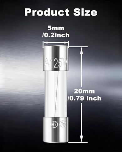 Riseuvo 50 PCS Fast-Acting Glass Fuses - 5 x 20 mm (0.2 x 0.79 in), 125 V Quick-Blow Assortment Kit (2A 3A 5A 8A 10A) for Christmas Tree & Indoor/Outdoor String Lights, Electronics Repair in Kuwait