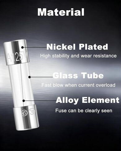 Riseuvo 50 PCS Fast-Acting Glass Fuses - 5 x 20 mm (0.2 x 0.79 in), 125 V Quick-Blow Assortment Kit (2A 3A 5A 8A 10A) for Christmas Tree & Indoor/Outdoor String Lights, Electronics Repair in Kuwait