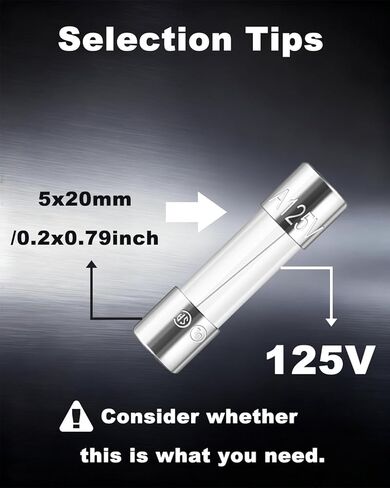 Riseuvo 50 PCS Fast-Acting Glass Fuses - 5 x 20 mm (0.2 x 0.79 in), 125 V Quick-Blow Assortment Kit (2A 3A 5A 8A 10A) for Christmas Tree & Indoor/Outdoor String Lights, Electronics Repair in Kuwait