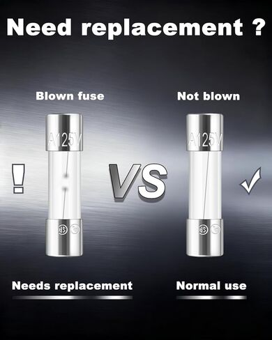 Riseuvo 50 PCS Fast-Acting Glass Fuses - 5 x 20 mm (0.2 x 0.79 in), 125 V Quick-Blow Assortment Kit (2A 3A 5A 8A 10A) for Christmas Tree & Indoor/Outdoor String Lights, Electronics Repair in Kuwait