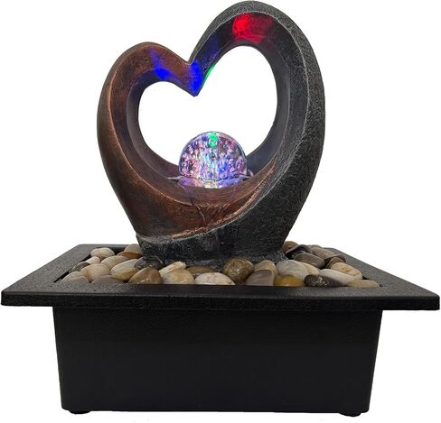 نافورة مياه ماء صخري متتالية مع مصابيح LED ملونة ، ميزة شلال Zen التأمل مع صخور نهر طبيعية ، شلال Feng Shui tabletop لغرفة نوم المكتب المنزلي in Kuwait