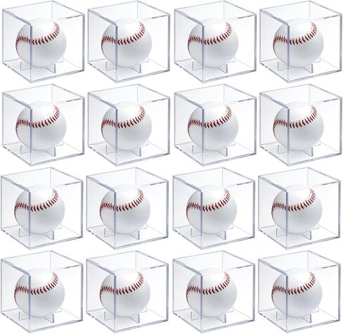 16 Pack UV Protected Acrylic Boxes for Display,Clear Display Case Baseball Cube Memorabilia Showcase Autograph Ball Protector in Saudi Arabia