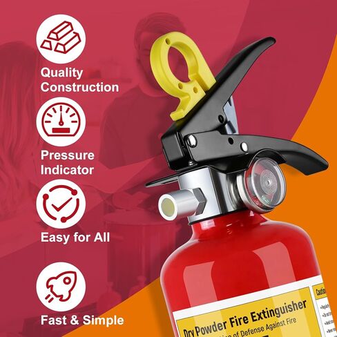 2 حزمة ABC طفاية حريق كيميائية جافة، 2.5 رطل 1-A:10-B:C طفاية حريق للمنزل والمكتب والقارب والشاحنة، مقبض سريع التحرير، مثالي لحريق الكهرباء والشحوم in Kuwait