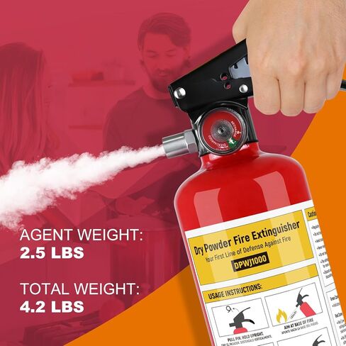 2 حزمة ABC طفاية حريق كيميائية جافة، 2.5 رطل 1-A:10-B:C طفاية حريق للمنزل والمكتب والقارب والشاحنة، مقبض سريع التحرير، مثالي لحريق الكهرباء والشحوم in Kuwait