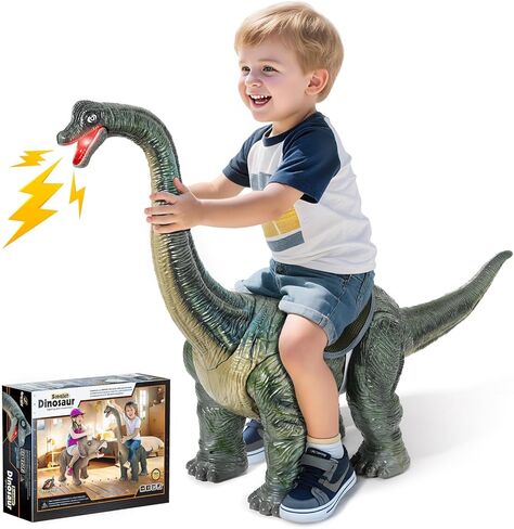 Ride Dinosaur on toy cars for Kids ، Twinkoo Realistic Triceratops دفع السيارة بثلاثة مؤثرات صوتية ، وعجلات صوتية وضوء PP للعب الداخلي/الخارجي ، وأفضل هدية للأطفال (Triceratops) in Kuwait