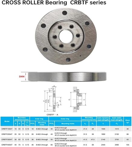 1 قطعة CRBTF105A P5 10X43X5mm رقيقة الجدار الدقة الصليب أسطواني محامل روبوت المشتركة in Kuwait