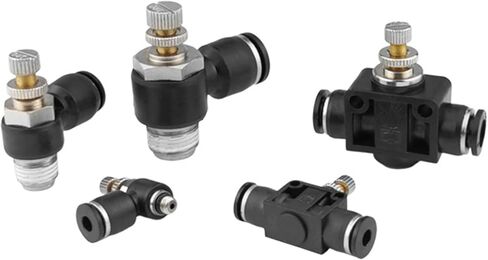 أسود القصبة الهوائية المشتركة سرعة تنظيم هوائي في اتجاه واحد خط أنابيب اسطوانة صمام خنق SA/SL4-M5/6-01/8-02/03 1 قطعة (SL12-02 (أسود)) in Kuwait