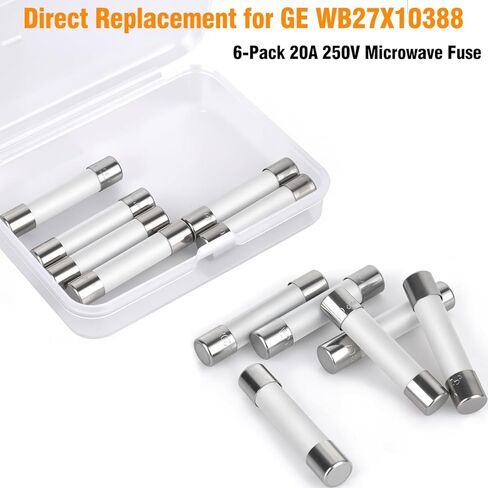 مصهر الميكروويف - 20 أمبير 250 فولت من السيراميك ذو النفخ البطيء، بديل مباشر لـ GE WB27X10388، مناسب عالمي للدوامة وكينمور ومعظم العلامات التجارية للميكروويف، 6 مم × 32 مم - 6 قطع in Kuwait