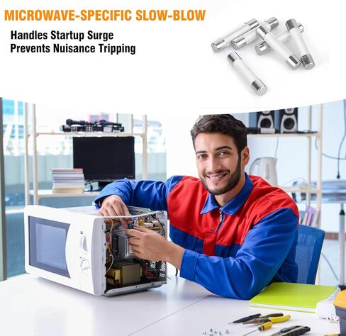 مصهر الميكروويف - 20 أمبير 250 فولت من السيراميك ذو النفخ البطيء، بديل مباشر لـ GE WB27X10388، مناسب عالمي للدوامة وكينمور ومعظم العلامات التجارية للميكروويف، 6 مم × 32 مم - 6 قطع in Kuwait
