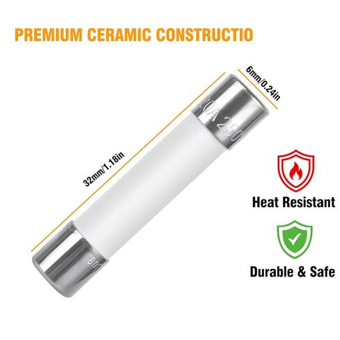 مصهر الميكروويف - 20 أمبير 250 فولت من السيراميك ذو النفخ البطيء، بديل مباشر لـ GE WB27X10388، مناسب عالمي للدوامة وكينمور ومعظم العلامات التجارية للميكروويف، 6 مم × 32 مم - 6 قطع in Kuwait