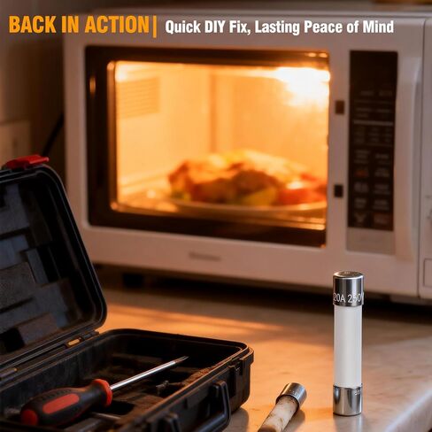 مصهر الميكروويف - 20 أمبير 250 فولت من السيراميك ذو النفخ البطيء، بديل مباشر لـ GE WB27X10388، مناسب عالمي للدوامة وكينمور ومعظم العلامات التجارية للميكروويف، 6 مم × 32 مم - 6 قطع in Kuwait