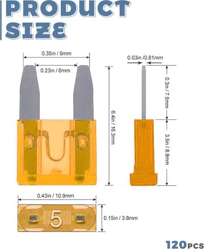 120PCS Car Fuses Assortment Kit,Car Accessories Blade Fuse Kit with Puller Tool,Mini Fuses 2A/3A/5A/7.5A/10A/15A/20A/25A/30A/35A,Suitable for Most Cars Boats Trucks SUVs RVs ATV Etc in Saudi Arabia