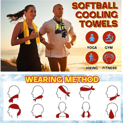 Breling 10 Pack Softball Cooling Towel with Buckle for Neck and Face 40" x 12" Summer Quick Dry Soft Breathable Chilly Ice Towel for Yoga, Sport, Workout, Gym, Camping, Softball Gifts Player Team Gift in Saudi Arabia