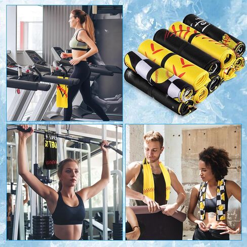Breling 10 Pack Softball Cooling Towel with Buckle for Neck and Face 40" x 12" Summer Quick Dry Soft Breathable Chilly Ice Towel for Yoga, Sport, Workout, Gym, Camping, Softball Gifts Player Team Gift in Saudi Arabia