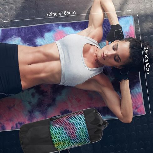 Peryiter 6 Pcs Yoga Towels with Grip Dots 72 x 25 Inch Non Slip Hot Yoga Mat Towel Microfiber Soft Sweat Absorbent Blanket for Gym Pilates Workout Fitness, 6 Tie Dye Colors in Saudi Arabia