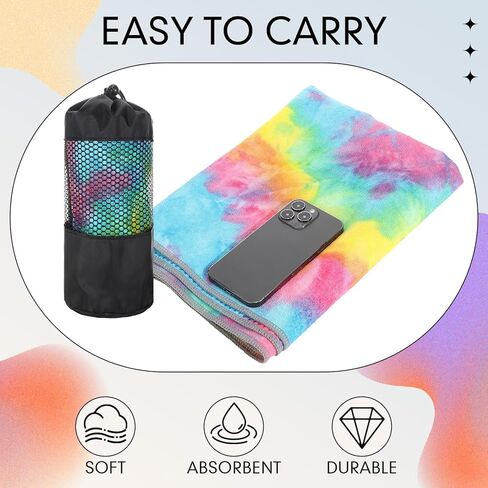 Peryiter 6 Pcs Yoga Towels with Grip Dots 72 x 25 Inch Non Slip Hot Yoga Mat Towel Microfiber Soft Sweat Absorbent Blanket for Gym Pilates Workout Fitness, 6 Tie Dye Colors in Saudi Arabia