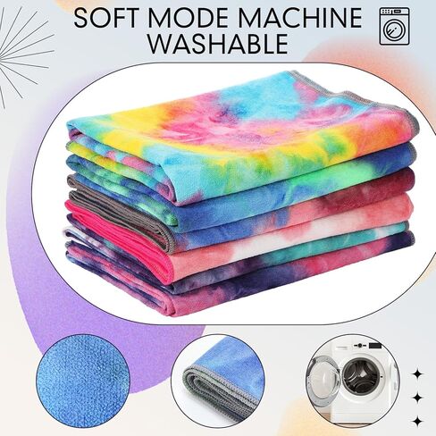 Peryiter 6 Pcs Yoga Towels with Grip Dots 72 x 25 Inch Non Slip Hot Yoga Mat Towel Microfiber Soft Sweat Absorbent Blanket for Gym Pilates Workout Fitness, 6 Tie Dye Colors in Saudi Arabia