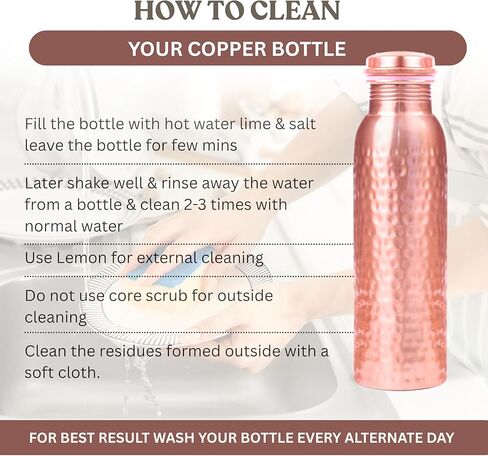 100% Pure Copper Water Bottle – Ayurvedic Copper Bottle for Drinking Water – 34 oz (1 Liter) – Handmade, Leak-Proof, BPA-Free, Eco-Friendly, Joint & Digestion Support, Yoga, Office & Daily Hydration in Saudi Arabia