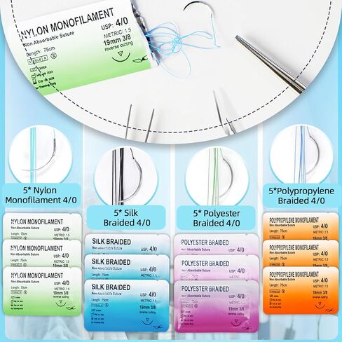 مجموعة أدوات خياطة كاملة (32 قطعة) لتدريب طلاب الطب على خياطة الجروح، تتضمن وسادة خياطة متينة مع جروح مقطوعة مسبقًا، ومجموعة أدوات، وخيوط خياطة - لكل غرض فقط in Kuwait
