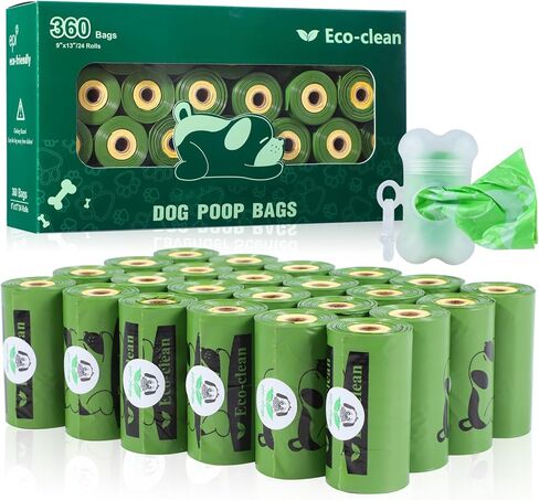 ECO-CLEAN Dog Poop Bags, 360 Count Pet Waste Bags with Dispenser, Unscented, Leak Proof and Extra Thick in Kuwait