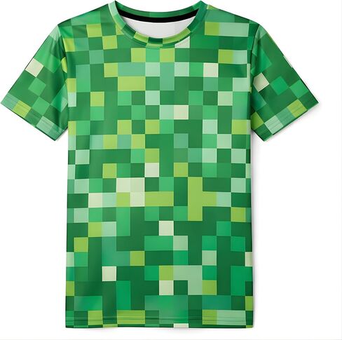 Pixel Green Face Costume Shirt for Mens Womens Adult Men Cosplay Pajamas Adults Halloween Christmas in Saudi Arabia