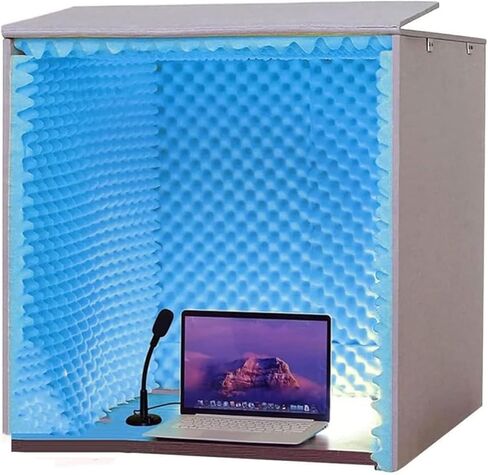 Portable Sound Recording Vocal Booth Box, Tabletop Microphone Isolation Shield, High Density Absorbent Foam to Filter Vocal, for Studio Sound Recording, Podcasts, Singing,Blue in Kuwait
